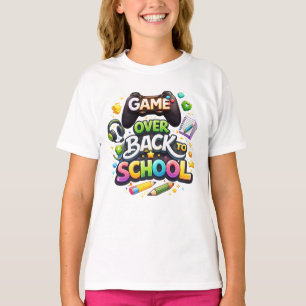 “Game Over – Back to School” Colorful Gaming-Theme T-Shirt