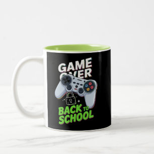 Game Over Back To School Funny First Day School Two-Tone Coffee Mug