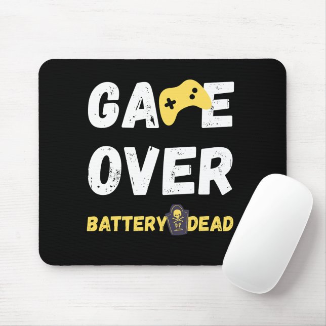 Game Over Battery Dead Funny Gamer Design Mouse Mat (With Mouse)