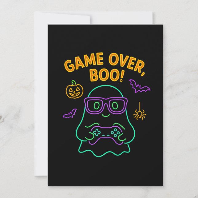 Game Over Boo Funny Halloween Gamer Ghost (Front)