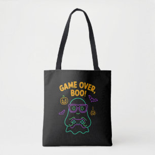 Game Over Boo Funny Halloween Gamer Ghost Tote Bag