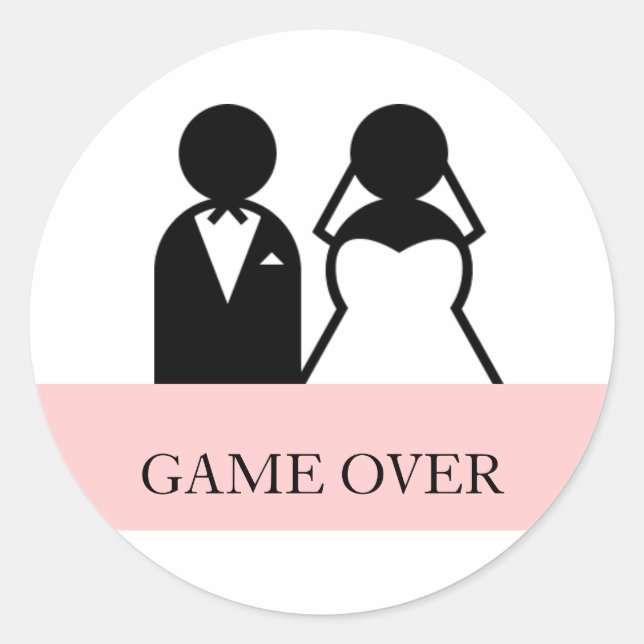 Game Over Bride Groom Clipart Wedding Stickers (Front)