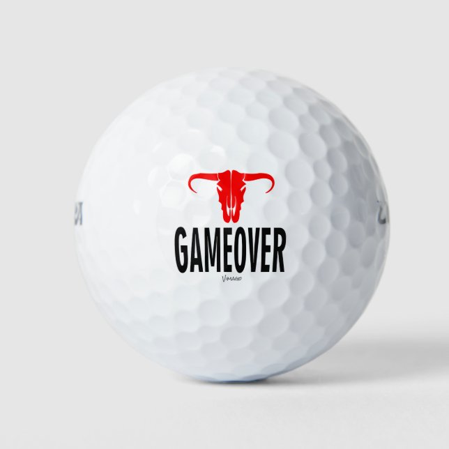 Game Over & Bull by VIMAGO Golf Balls (Front)