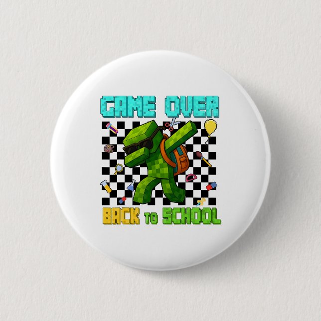 Game Over Ck To School Gamer Funny Kids First Day  6 Cm Round Badge (Front)