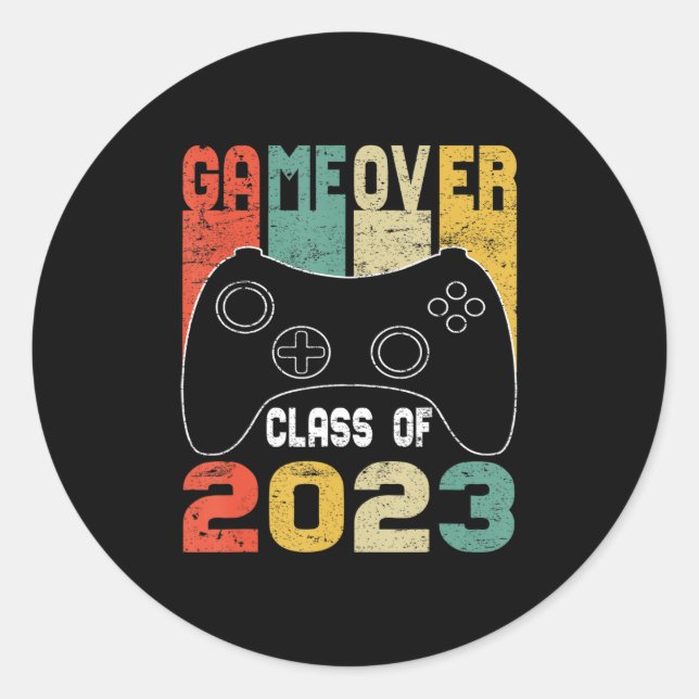 Game Over Class of 2023 Video Games Vintage Gradua Classic Round Sticker (Front)
