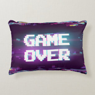 Game over concept, glitch effect. decorative cushion