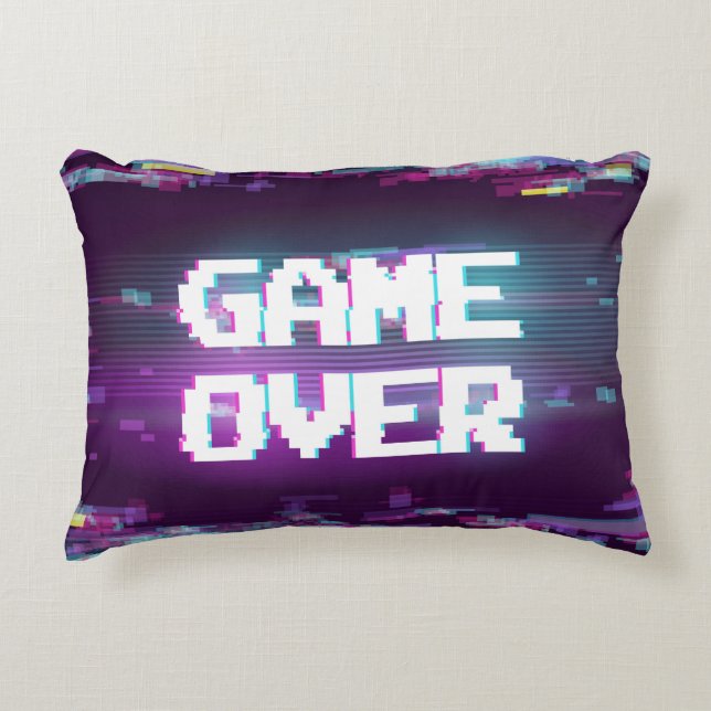 Game over concept, glitch effect. decorative cushion (Front)