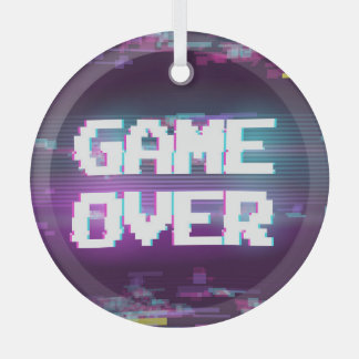 Game over concept, glitch effect. glass tree decoration