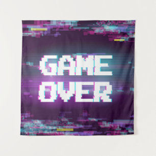 Game over concept illustration with glitch effect. tapestry