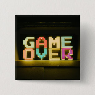 Game Over Cute Simple Pixel Art Pixel Arts Easy De 15 Cm Square Badge