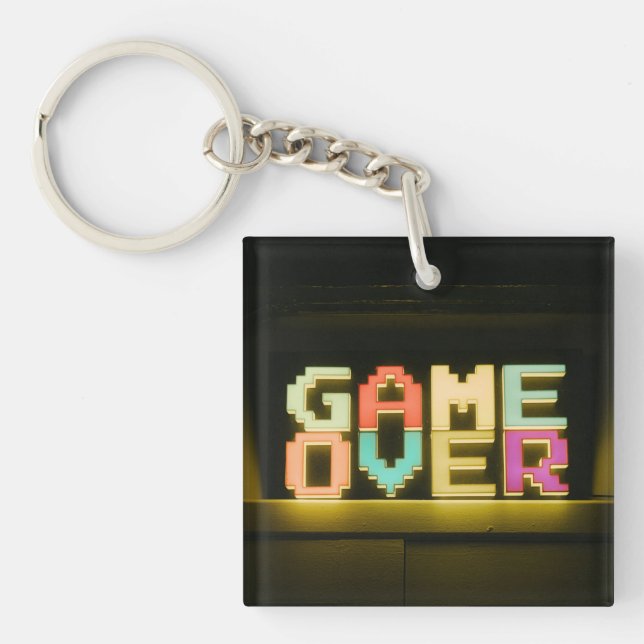 Game Over Cute Simple Pixel Art Pixel Arts Easy De Key Ring (Front)
