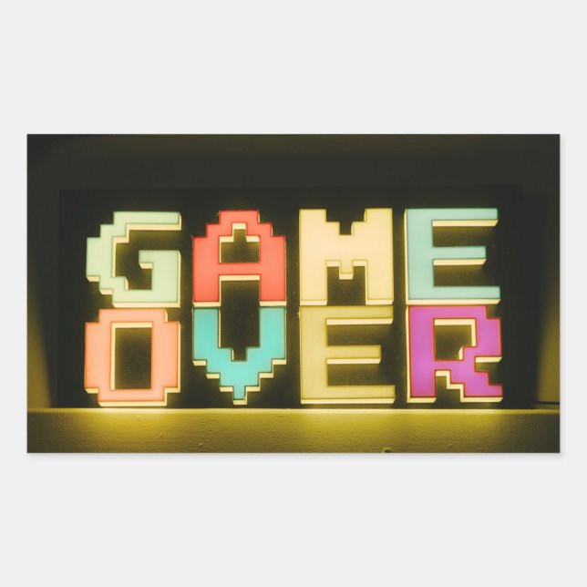 Game Over Cute Simple Pixel Art Pixel Arts Easy De Rectangular Sticker (Front)