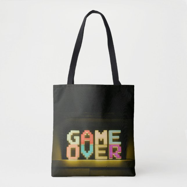 Game Over Cute Simple Pixel Art Pixel Arts Easy De Tote Bag (Front)