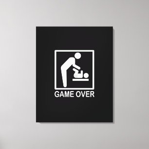 Game Over Dad Funny Pictogram Canvas Print