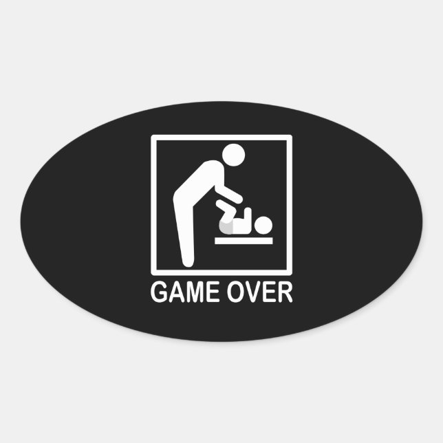 Game Over Dad Funny Pictogram Oval Sticker (Front)