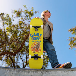 Game Over Dinosaur Apocalypse Pixelated Art Skateboard