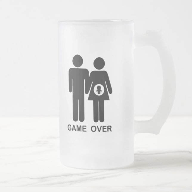 Game Over Frosted Glass Beer Mug (Right)