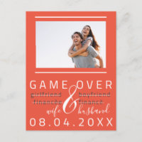 Game Over Funny Save The Date Photo Wow Coral