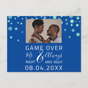 Game Over Funny Save The Date Wedding Confet Photo Postcard