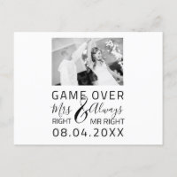 Game Over Funny Save The Date Wedding Photo