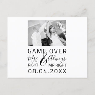 Game Over Funny Save The Date Wedding Photo Postcard