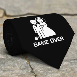 Game Over Funny Wedding Saying Black And White Tie