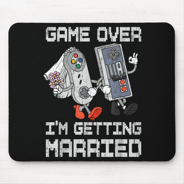 Game over getting married gamer bachelor party mouse mat (Front)