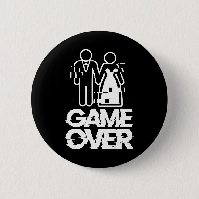 Game Over Glitch Bride Groom Funny Wedding  6 Cm Round Badge (Front)