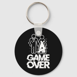 Game Over Glitch Bride Groom Funny Wedding Key Ring