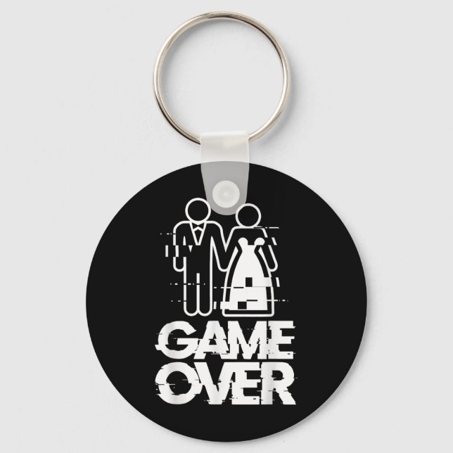 Game Over Glitch Bride Groom Funny Wedding  Key Ring (Front)