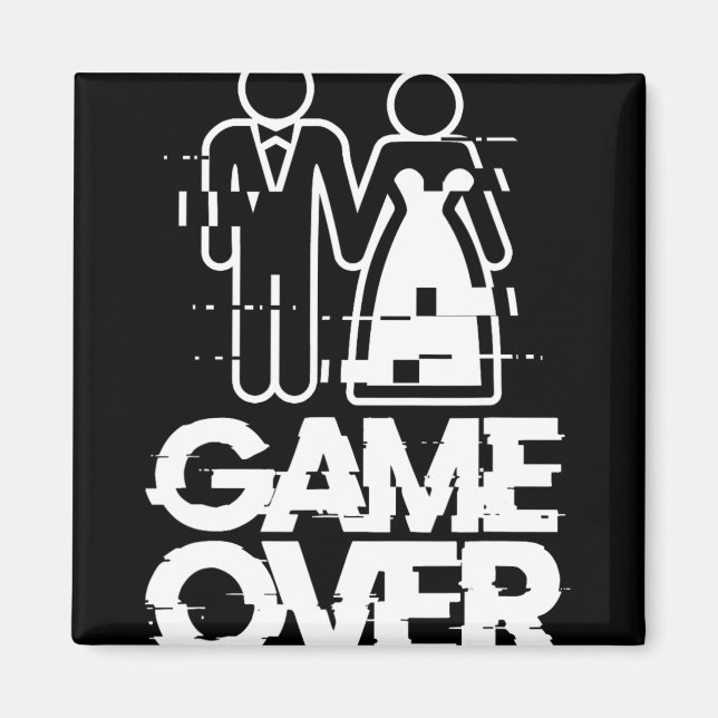 Game Over Glitch Bride Groom Funny Wedding  Magnet (Front)