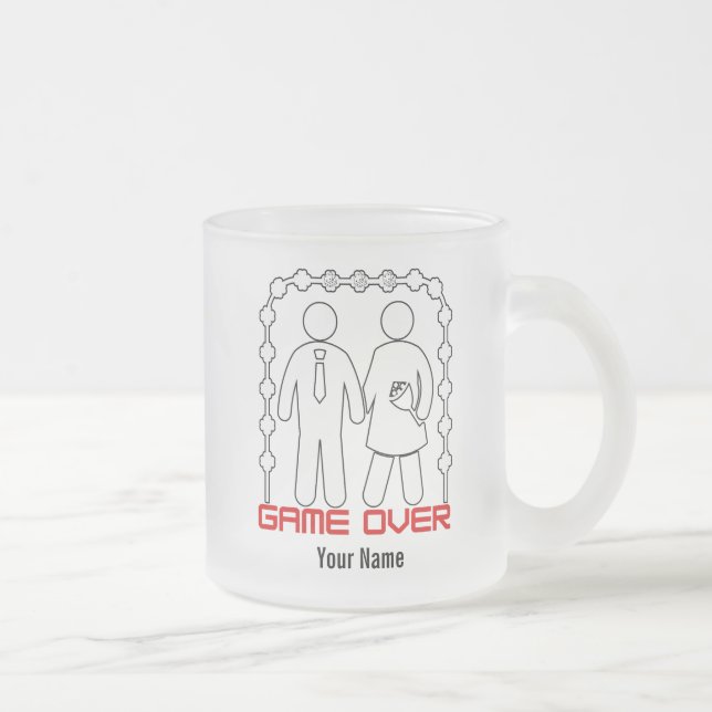 Game over - GO01A 🎮💍   Frosted Glass Coffee Mug (Right)