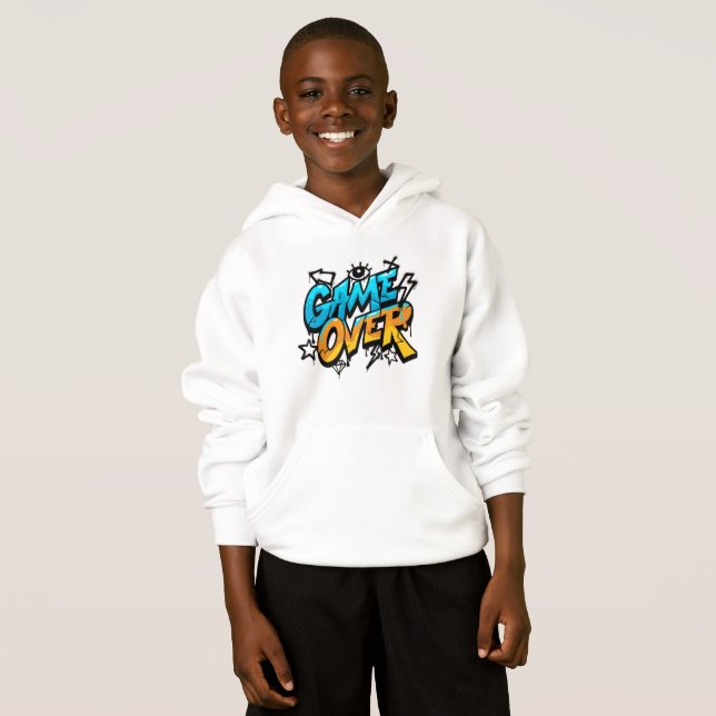 Game Over Graffiti Hoodie - Retro Gaming Style (Front Full)