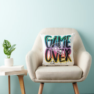 Game over graffiti joystick gamer cushion