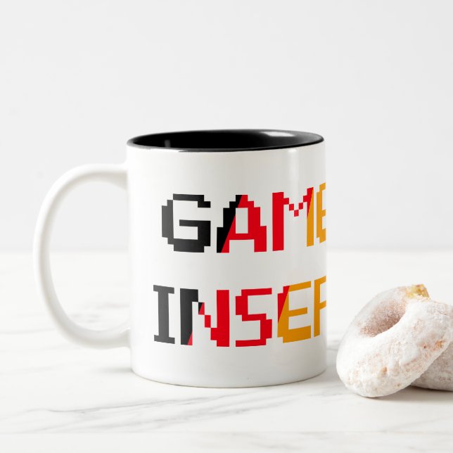 Game Over Insert Coin Two-Tone Coffee Mug (With Donut)