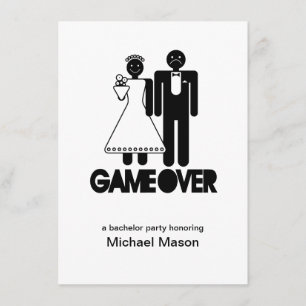 Game Over - Last day as a free man Bachleor Party Invitation