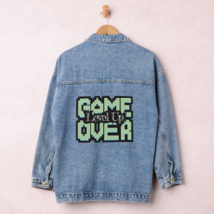 Game Over, Level Up: Pixelated Retro Game World Denim Jacket