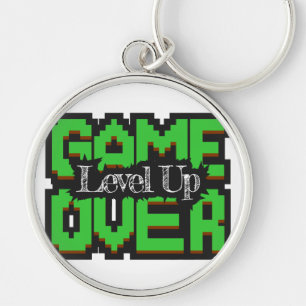 Game Over, Level Up: Pixelated Retro Game World Key Ring