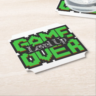 Game Over, Level Up: Pixelated Retro Game World Paper Coaster