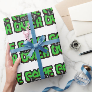 Game Over, Level Up: Pixelated Retro Game World Wrapping Paper