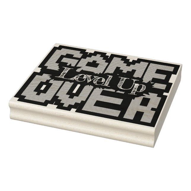 Game Over, Level Up: Retro Pixel Sandbox Adventure Rubber Stamp (Stamp)