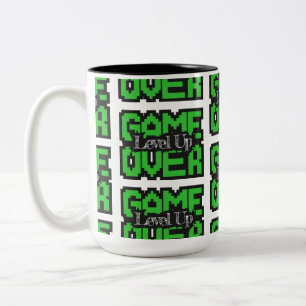 Game Over, Level Up: Retro Pixel Sandbox Adventure Two-Tone Coffee Mug