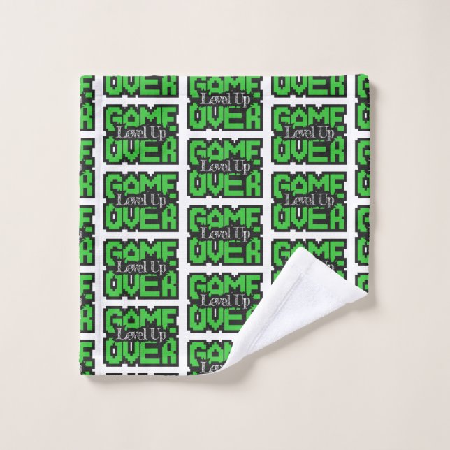 Game Over, Level Up: Retro Pixel Sandbox Adventure Wash Cloth (Wash Cloth)