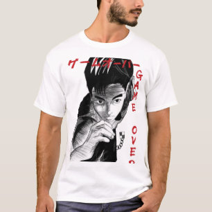 Game Over Manga Style Gamer Sketch Graphic T-Shirt
