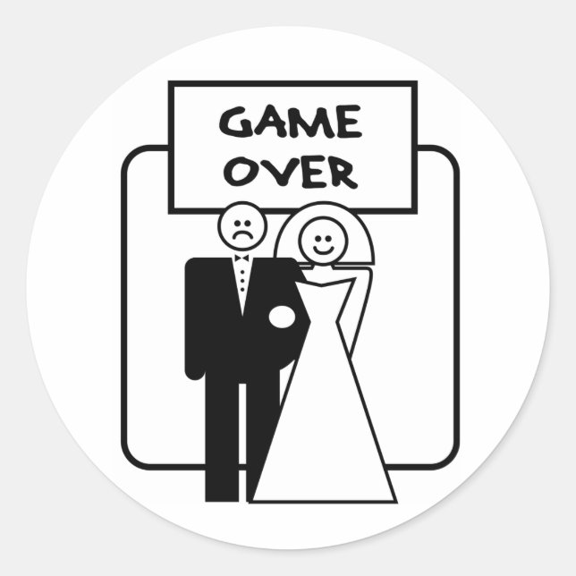 "Game Over" marriage Classic Round Sticker (Front)