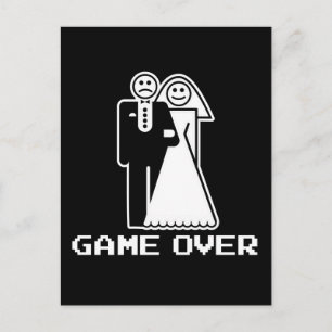 Game Over Marriage Game Over Funny tshirt Postcard