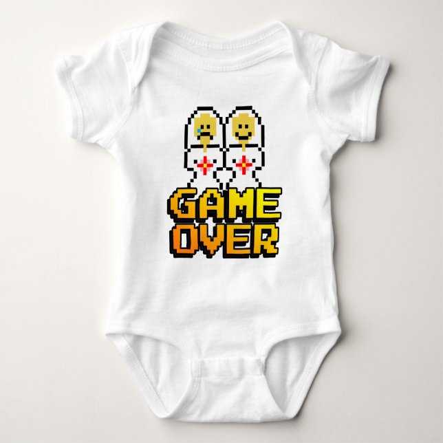 Game Over Marriage (Lesbian, 8-bit) Baby Bodysuit (Front)