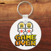 Game Over Marriage (Lesbian, 8-bit) Key Ring (Front)