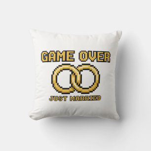 Game Over Married Funny Throw Pillow