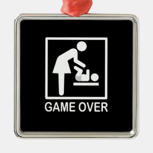 Game Over Mom Funny Signage Pictogram Metal Tree Decoration